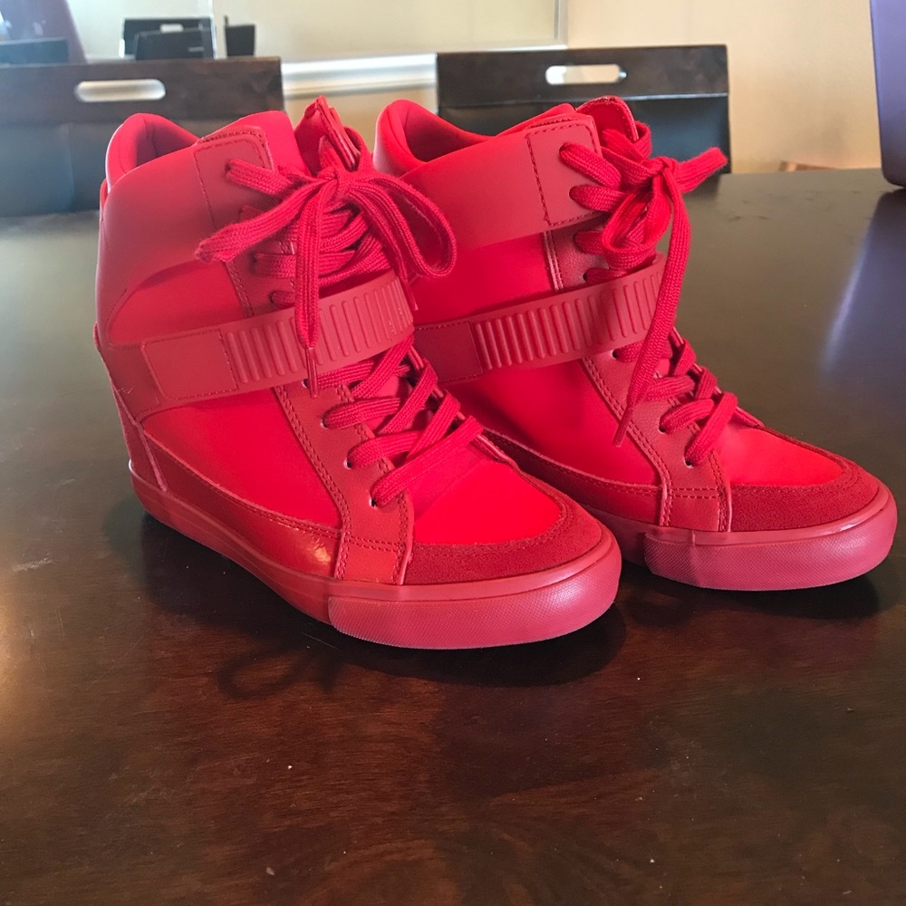 Red ALDO Wedge Sneakers Size 7